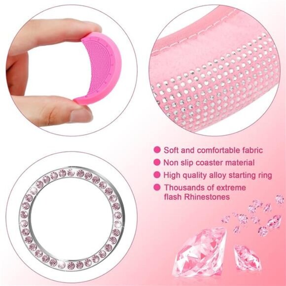 5 PCS Crystal Diamond Bling Steering Wheel Cover Car Coaster Rhinestone Sticker - Picture 5 of 7